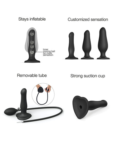 Strap On Me Inflatable Dildo Plug - Black