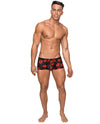 Kiss Me Stretch Mesh Mini Short - Black/Red