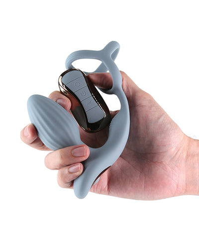 Renegade Pinnacle Cock Ring & Gyrating Prostate Massager - Gray