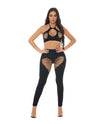 Pink Lipstick Heart Rate Halter Bra & Leggings 2 pc Set - Black O/S