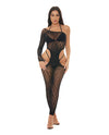 Pink Lipstick Star Sign Bodystocking - Black O/S