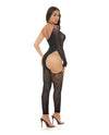 Pink Lipstick Star Sign Bodystocking - Black O/S