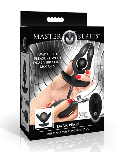 Master Series Dark Pearl Inflatable Vibrating Butt Plug w/Remote Control - Black