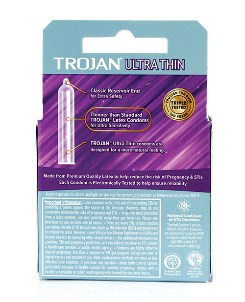 Trojan Ultra Thin Lubricated Condoms - Box of 3