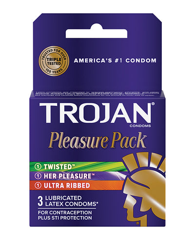 Trojan Pleasure Pack Condoms - Box of 3