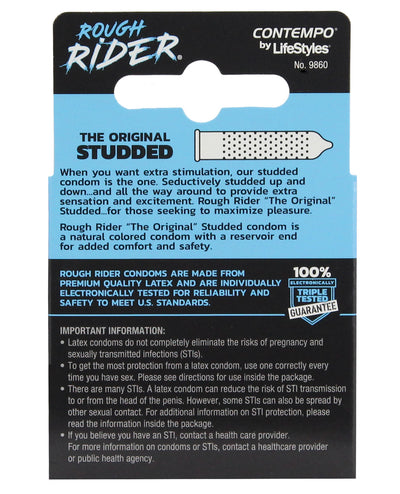 Contempo Rough Rider Studded Condom Pack - Pack of 3