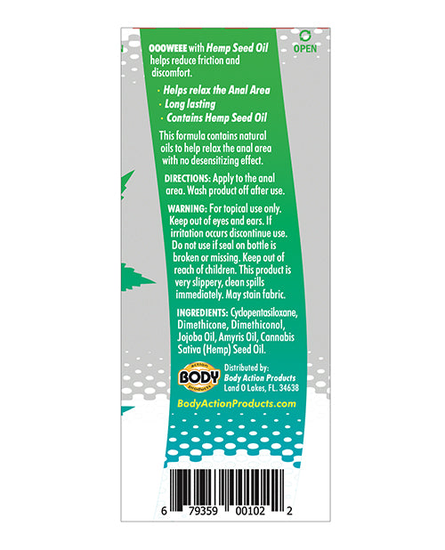 Ooowee Anal Relaxing Lubricant w/Hemp Seed Oil - .5 oz