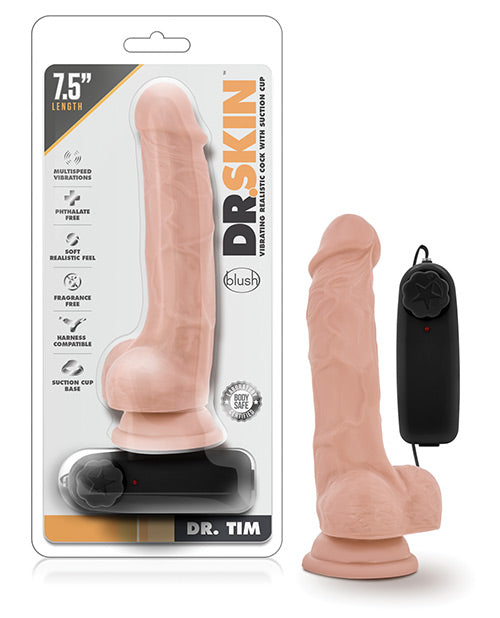 Blush Dr. Skin Dr. Tim 7.5" Cock w/Suction Cup - Vanilla