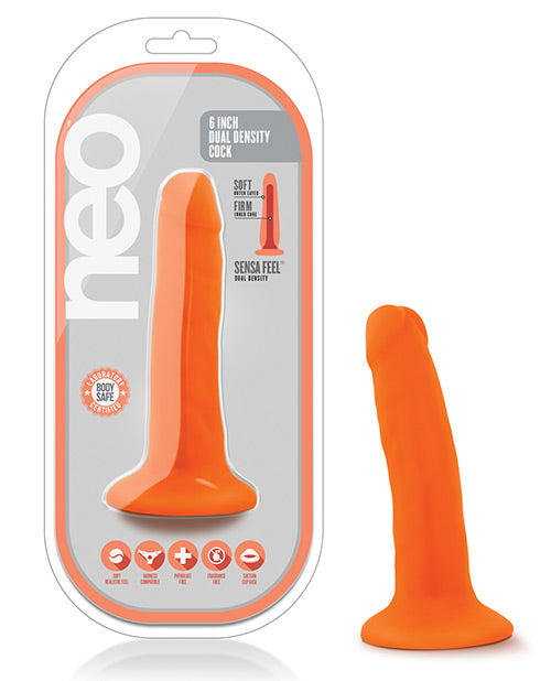 Blush Neo Dual Density 6" Cock - Neon Orange