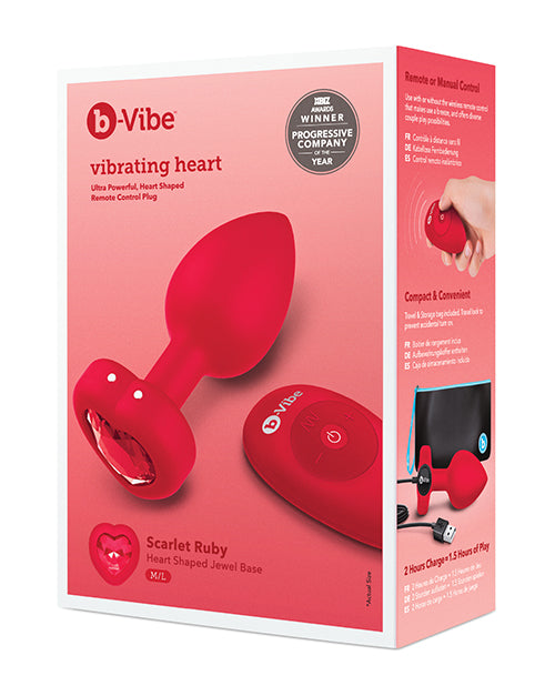 b-Vibe Vibrating Heart Plug M/L - Red