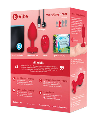 b-Vibe Vibrating Heart Plug M/L - Red