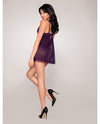 Eyelash Lace & Stretch Mesh Babydoll & G-String - Eggplant