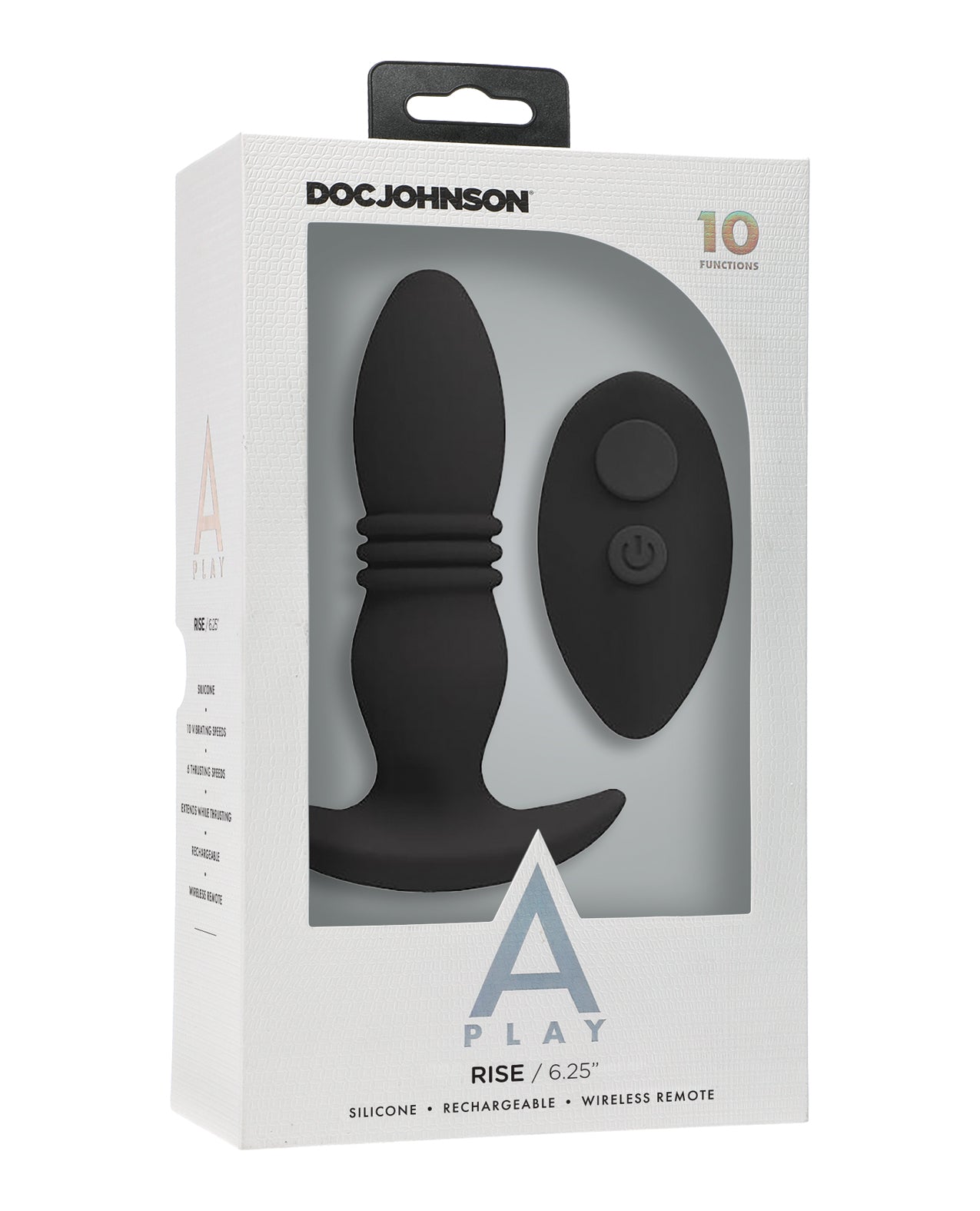 A Play Rise Rechargeable Silicone Anal Plug w/Remote - Black