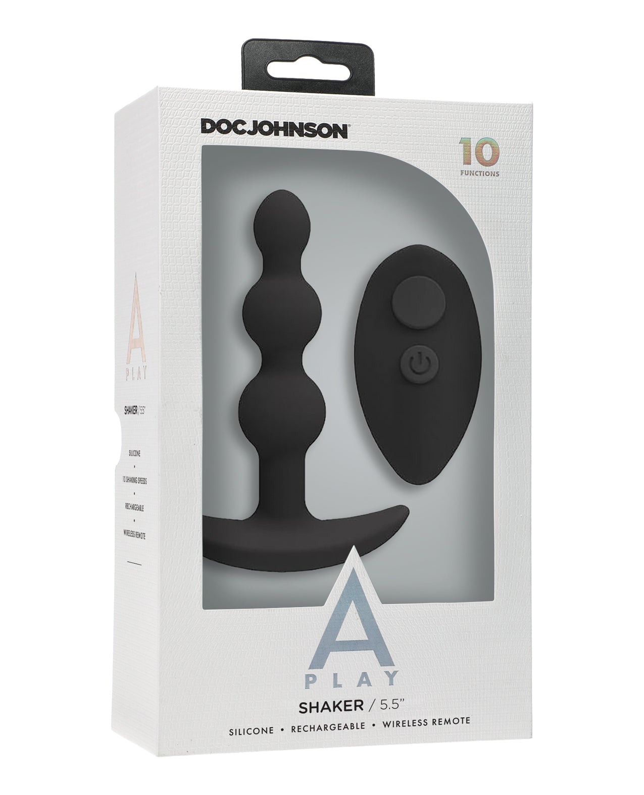 A Play Shaker Rechargeable Silicone Anal Plug w/Remote - Black