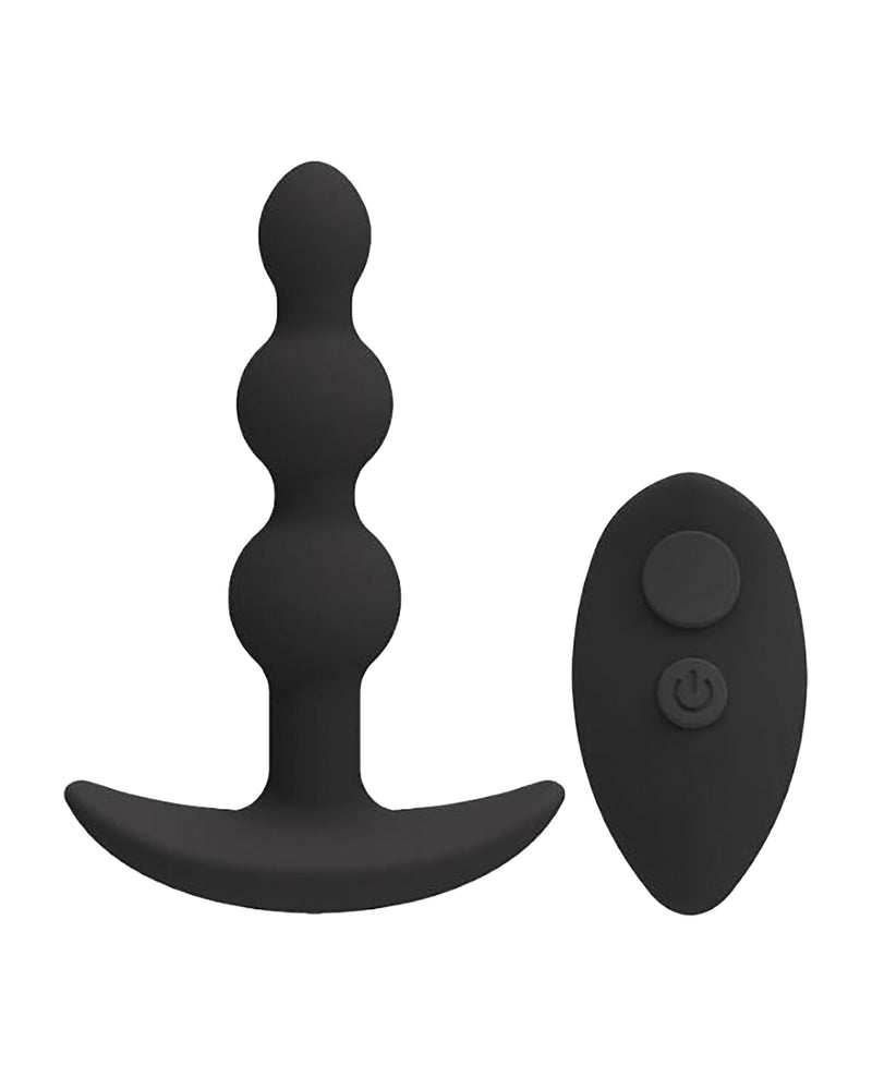 A Play Shaker Rechargeable Silicone Anal Plug w/Remote - Black