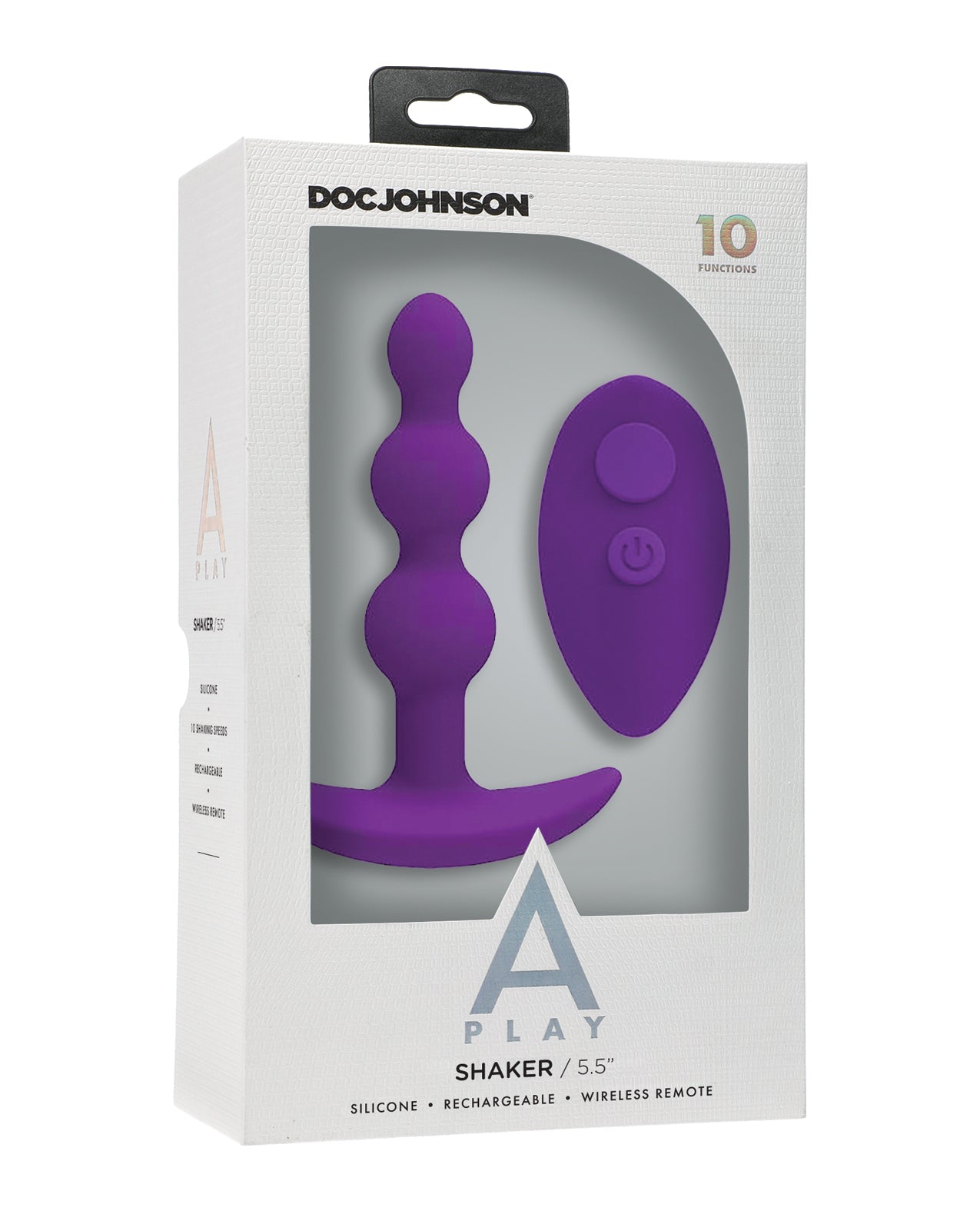 A Play Shaker Rechargeable Silicone Anal Plug w/Remote - Purple