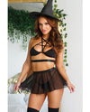 Play Under My spell Hat, Bralette, Skirt & Panty Black L/XL