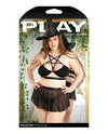 Play Under My spell Hat, Bralette, Skirt & Panty Black 3X/4X