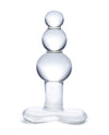 Glas 4" Beaded Glass Butt Plug w/Tapered Base - Clear