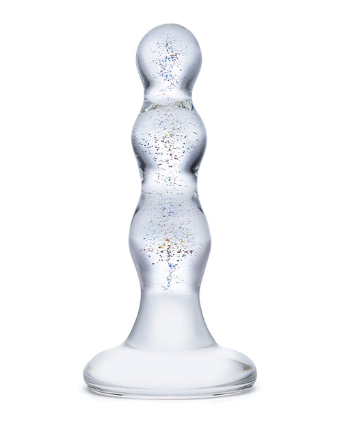 Glas Triple Play Beaded Butt Plug - Clear