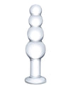 Glas 7.25" Glass Beaded Butt Plug - Clear