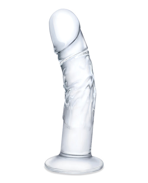 Glas 7" Realistic Curved Glass Dildo w/Veins - Clear