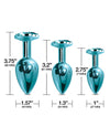 Nixie Metal Butt Plug Trainer Set w/Inlaid Jewel - Blue Metallic