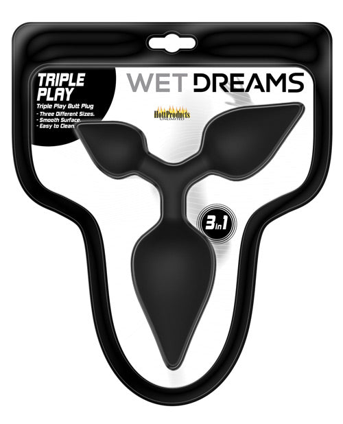 Wet Dreams Triple Play Anal Plug - Black