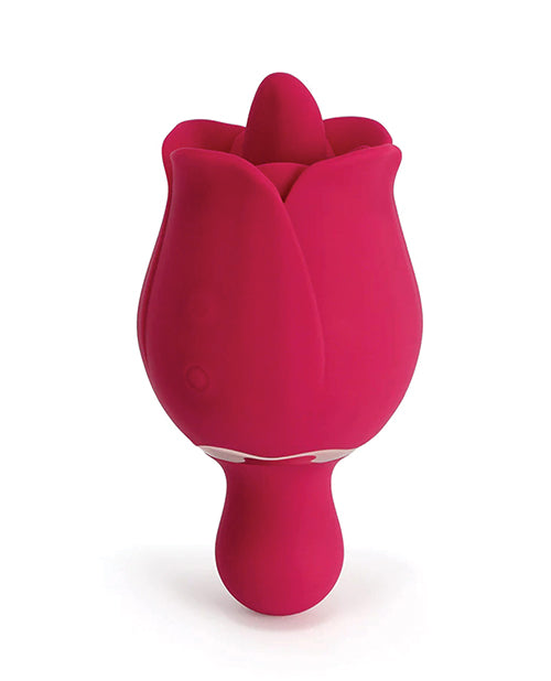 =Sylvia Tongue Licking Rose Vibrator - Red