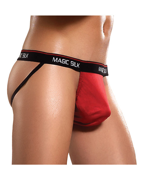 100% silk jock strap red