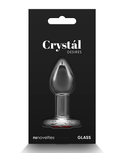 Crystal Desires Glass Heart Gem Butt Plug Small - Red