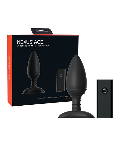 Nexus Ace Remote Control Butt Plug Medium - Black