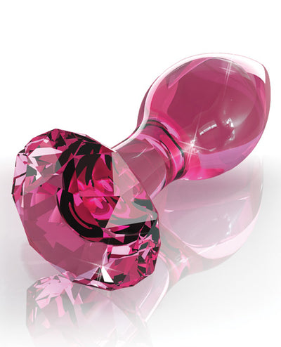 Icicles No. 79 Hand Blown Glass Diamond Butt Plug - Pink