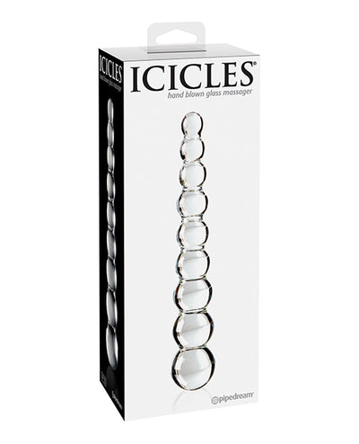 Icicles No. 2 Hand Blown Glass Massager - Clear Rippled