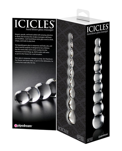 Icicles No. 2 Hand Blown Glass Massager - Clear Rippled