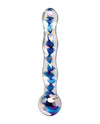 Icicles No. 8 Hand Blown Glass Massager - Clear w/Inside Blue Swirls