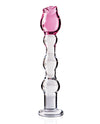 Icicles No. 12 Hand Blown Glass Massager - Clear w/Rose Tip