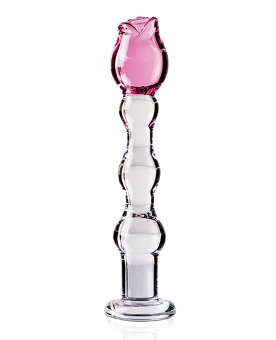 Icicles No. 12 Hand Blown Glass Massager - Clear w/Rose Tip