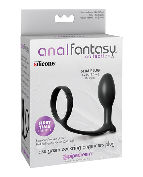 Anal Fantasy Ass-Gasm Cockring Beginners Plug - Black