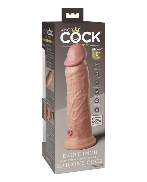 King Cock Elite 8" Dual Density Vibrating Silicone Cock - Light