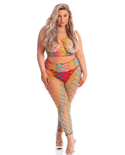 Pink Lipstick Roy G. Biv 2 pc Bodystocking Rainbow QN