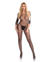 Pink Lipstick Risqué Crotchless Bodystocking Black M/L