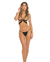 Rene Rofe Danger Zone Open Cup Bralette & G-String Black M/L