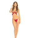 Rene Rofe Danger Zone Open Cup Bralette & G-String Red M/L