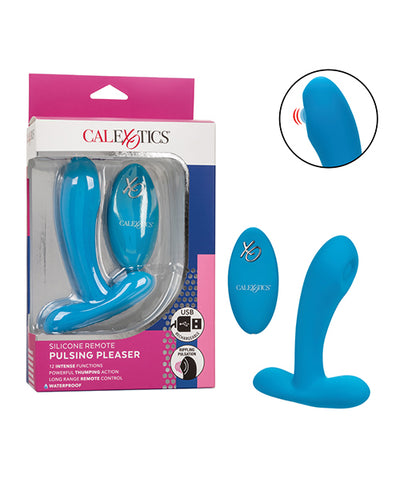 Silicone Pulsing Pleaser w/Remote - Blue