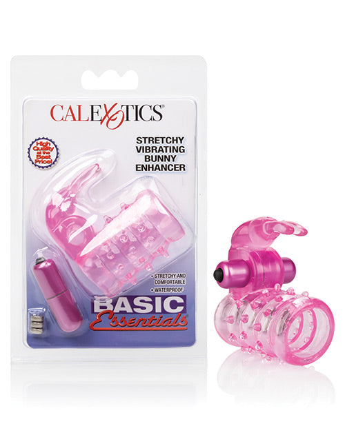 Basic Essentials Stretchy Vibrating Bunny Enhancer - Pink