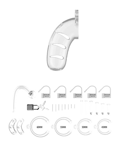 Shots Man Cage 4.5" Cock Cage w/Plug 11 - Clear