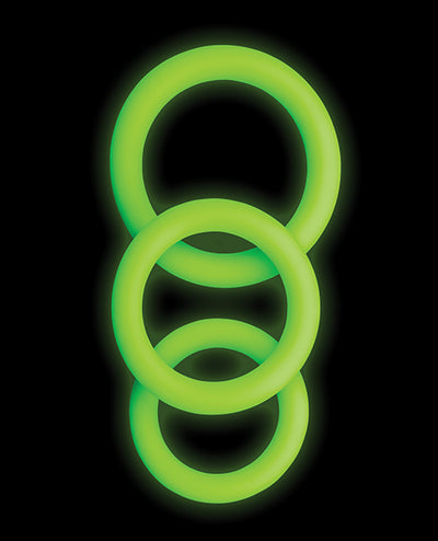 Shots Ouch 3 pc Cock Ring Set - Glow in the Dark