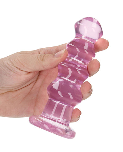 Shots RealRock Crystal Clear 5.5" Curvy Dildo/Butt Plug - Pink