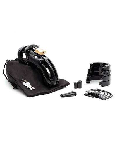 The Curve 3 3/4" Curved Cock Cage & Lock Set  - Black